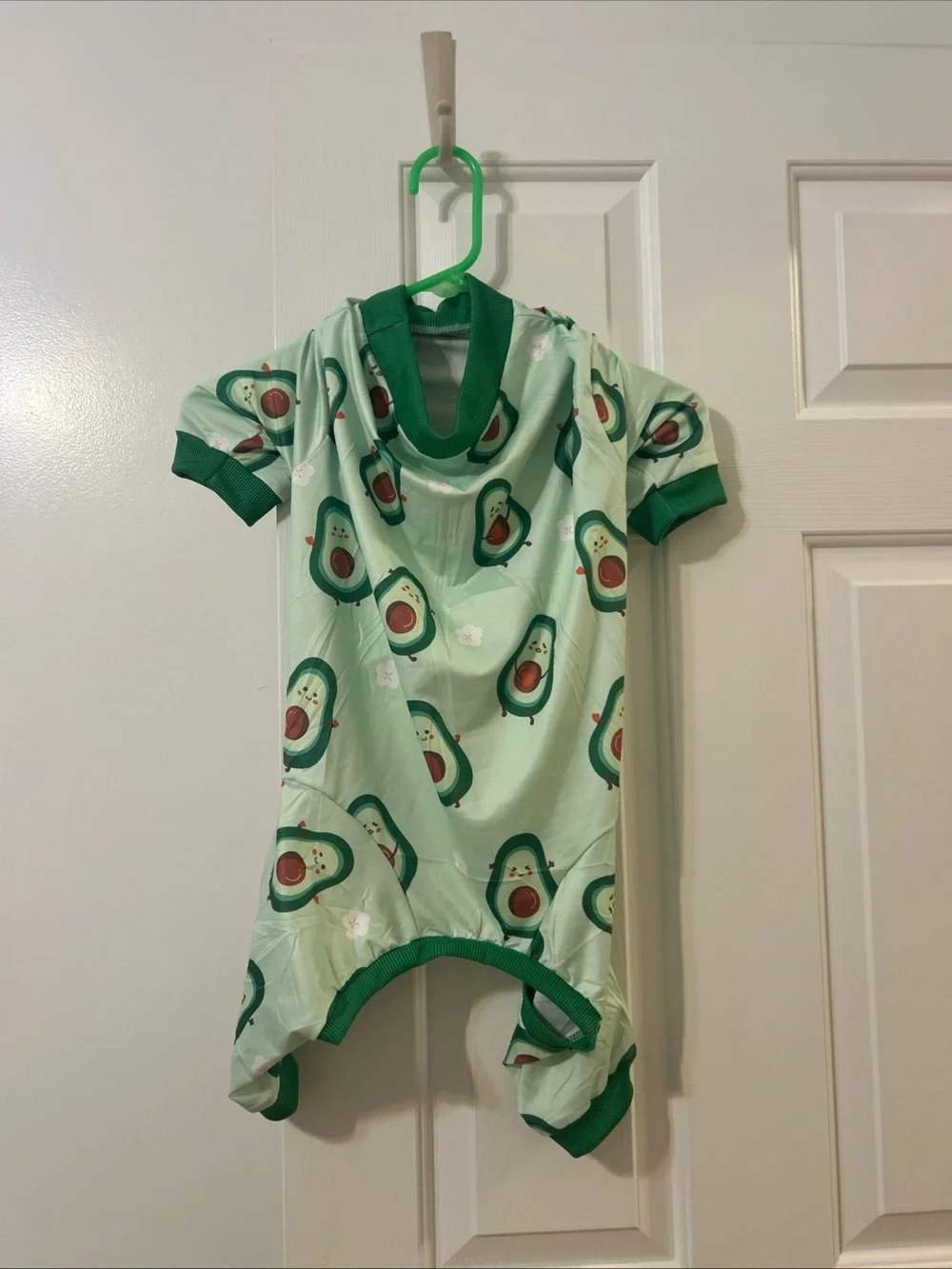 Dog Avocado Print Pajama Romper - Green